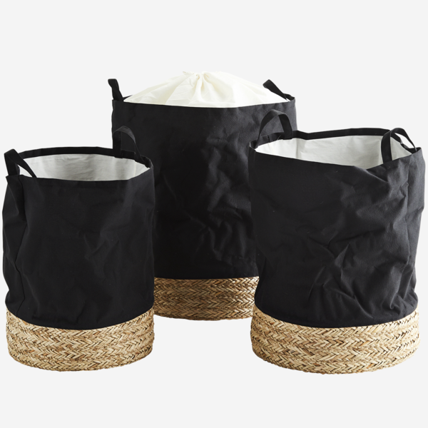 Madam Stoltz Fabric Hampers W Straw Base