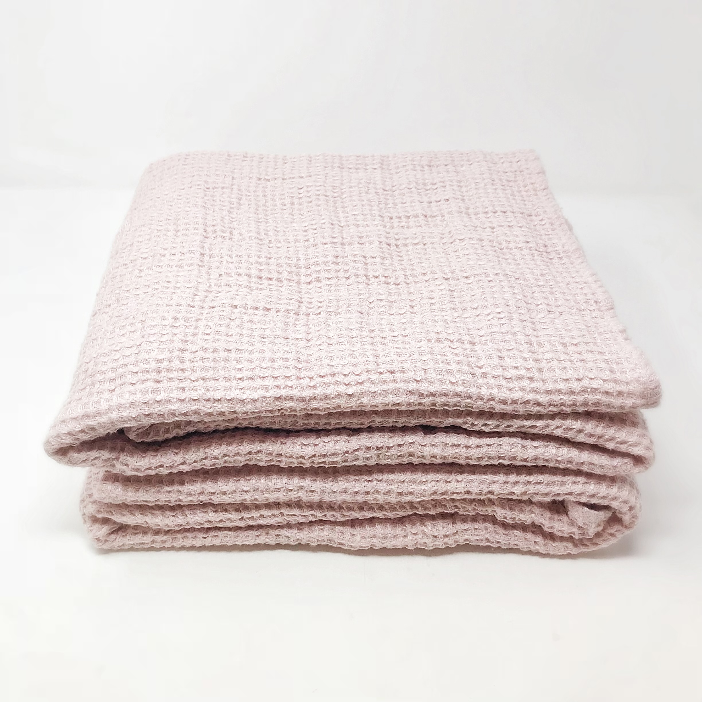 LinenMe Lithuanian chunky Waffle Weave Linen Bath Towel Rose