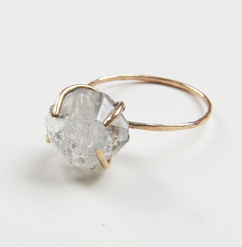 Friedasophie Gold Herkimer Diamond GF Ring