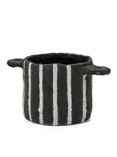 Serax Black Vertical Stripes Marie Paper Mache Pot