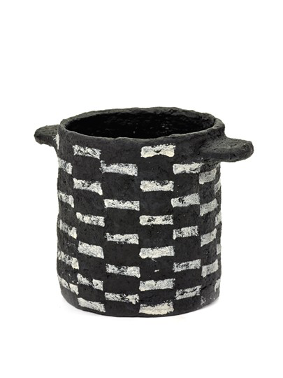 Serax Black Horizontal Stripes Marie Paper Mache Pot