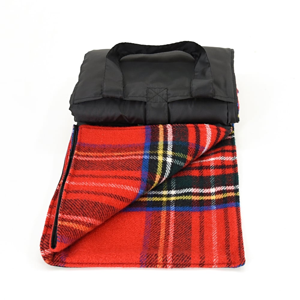 tweedmill-royal-stewart-tartan-and-black-eventer-pure-new-wool-picnic-blanket