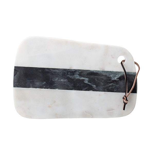 Mink Interiors Luxe Marble Cutting Board with Leather Handle