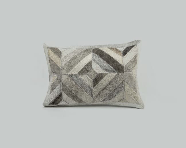 Geometric Stitched Hide Cushion
