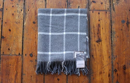 Foxford Large White On Grey Check Throw