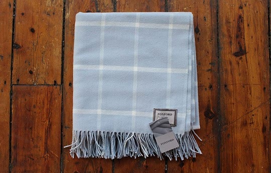 Foxford Pale Blue And White Check Blanket