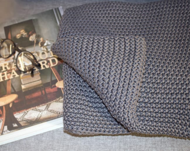 Grey Moss Stitch Throw