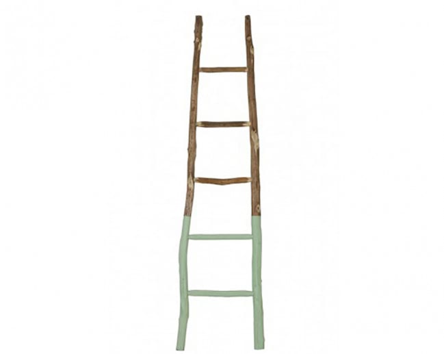 dipped-green-natural-wood-leaning-ladder