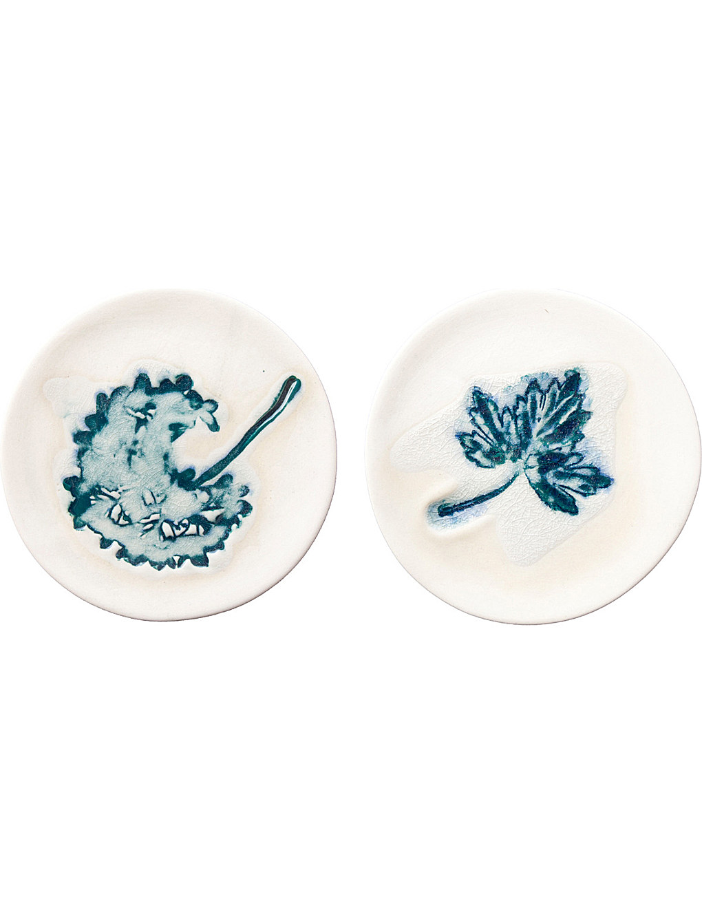 Urban Nature Culture Set Of 2 Stoneware Hand Painted Leaf  Dishes