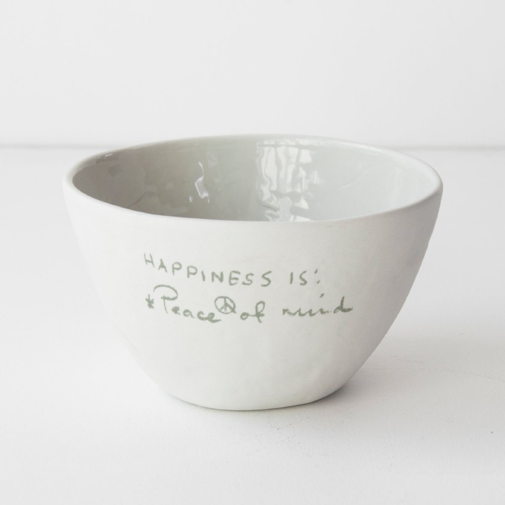 Urban Nature Culture Gray Mud Happiness Is A Peace Of Mind Print Historias Bowl