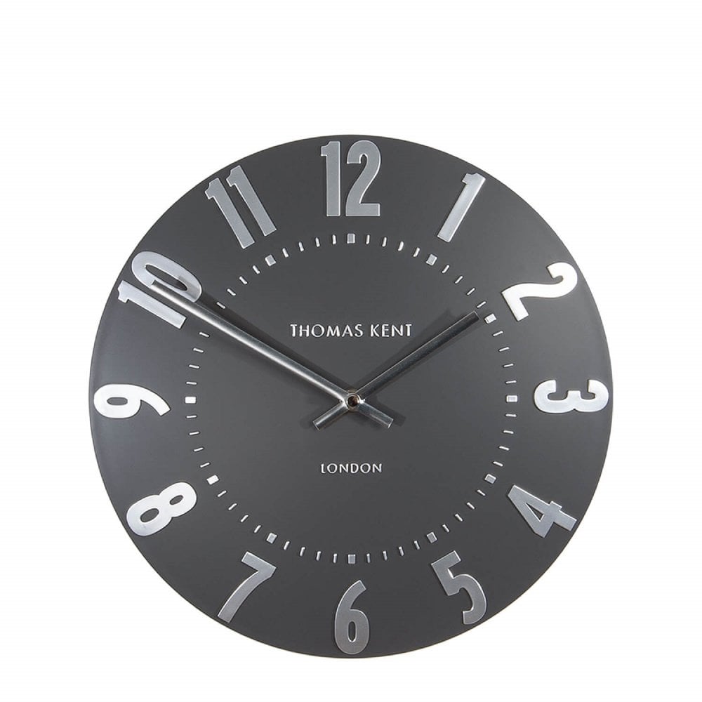 Thomas Kent 30cm Graphite Silver Mulberry Wall Clock