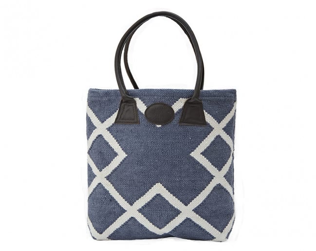 Blue Geometric Woven Bag