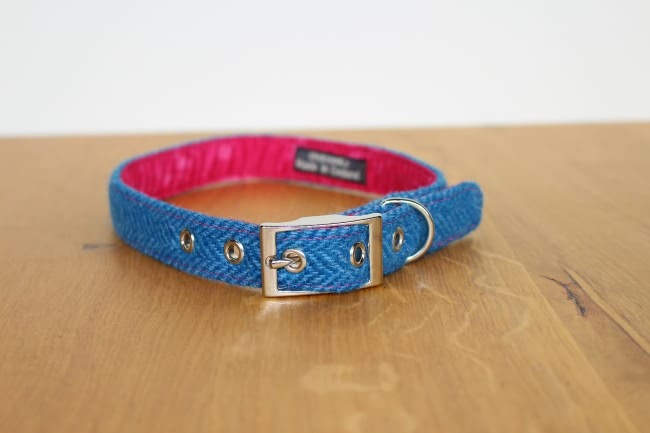 Pink Harris Tweed Dog Collar