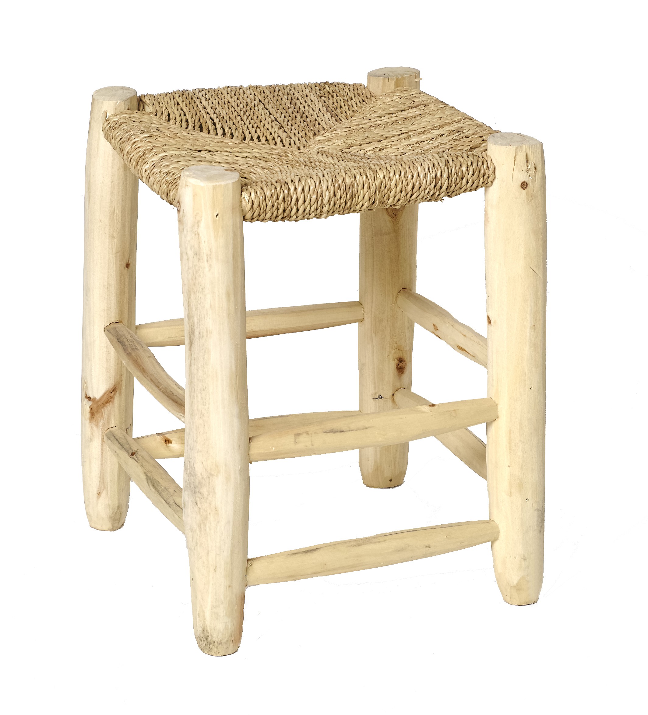 Pompon Bazar Natural Wood Stool 40 cm