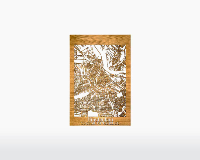 Wooden Amsterdam 40x40 cm Oak Haarlem City Map