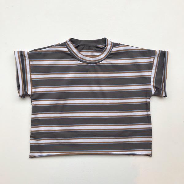 ANNUAL STORE Grey Striped Loose Fit T Shirt