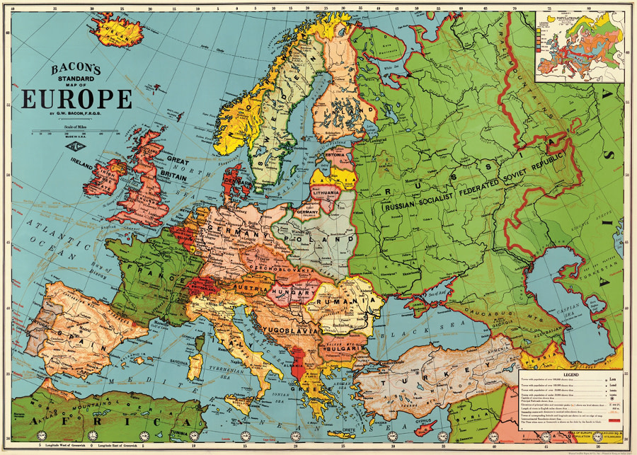 Cavallini & Co  Europe Map 3 Poster