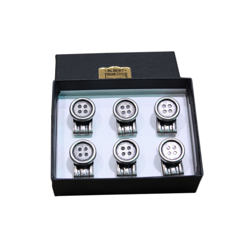 Albert Thurston Box of 6 Steel Removable Clip Buttons Set