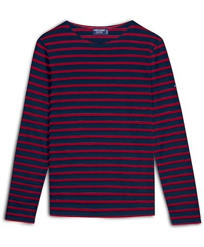 SAINT JAMES Minquiers Navy Red Cotton Sailor Striped T Shirt