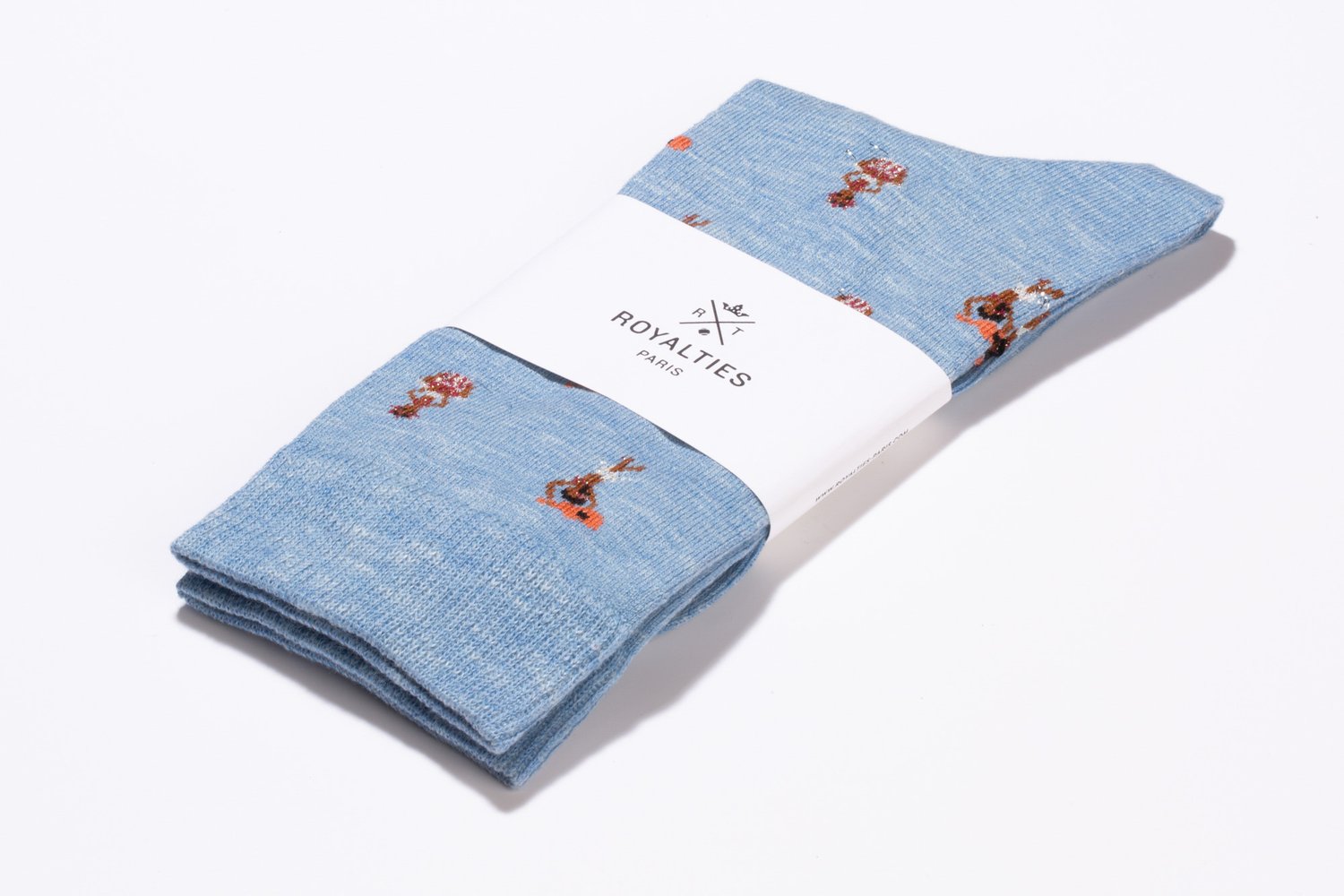 Royalties 40-45 Size Aloha Blue Cotton Socks