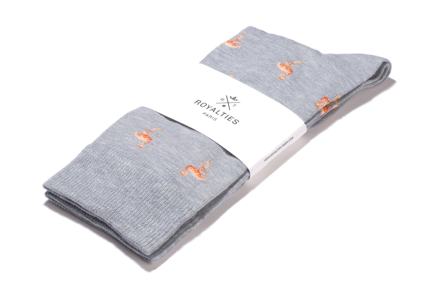 Royalties 40-45 Size Grey Cotton Flamingos Socks