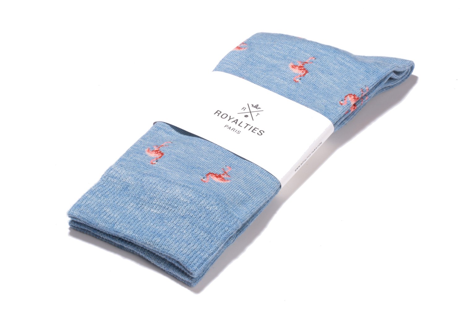 Royalties 40-45 Size Blue Cotton Flamingos Socks