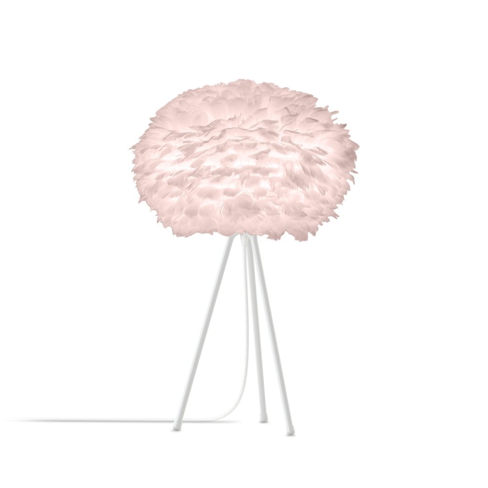 UMAGE Medium Light Rose Feather Eos Table Lamp with White Tripod