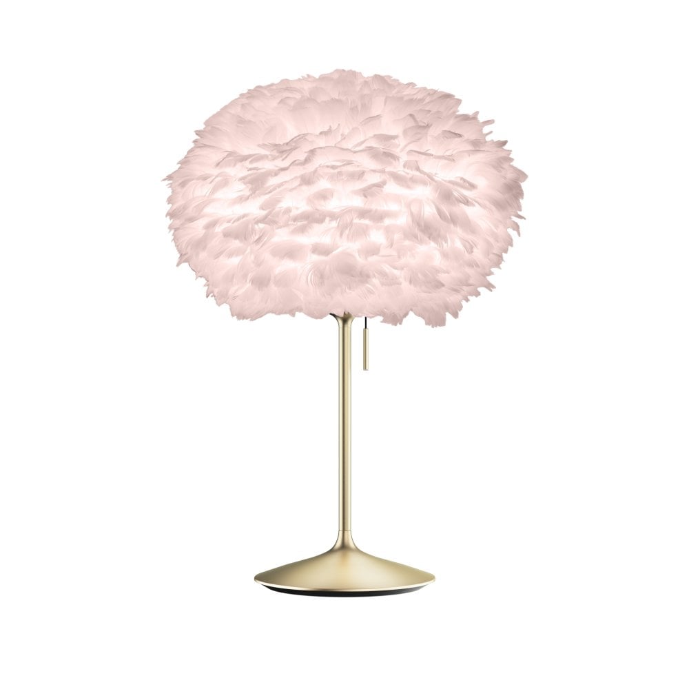 UMAGE Medium Light Rose Feather Eos Table Lamp with Brushed Brass Santé Stand