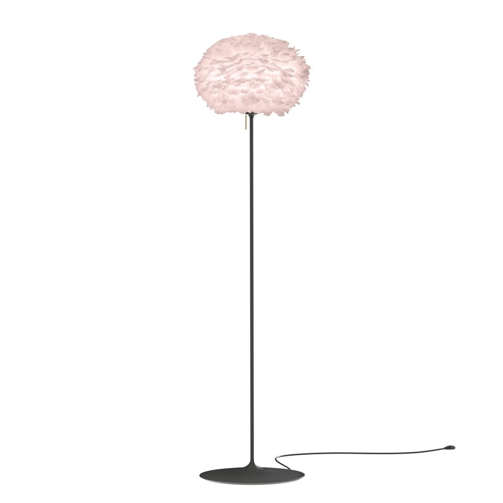 UMAGE Medium Light Rose Feather Eos Floor Lamp with Black Santé Stand