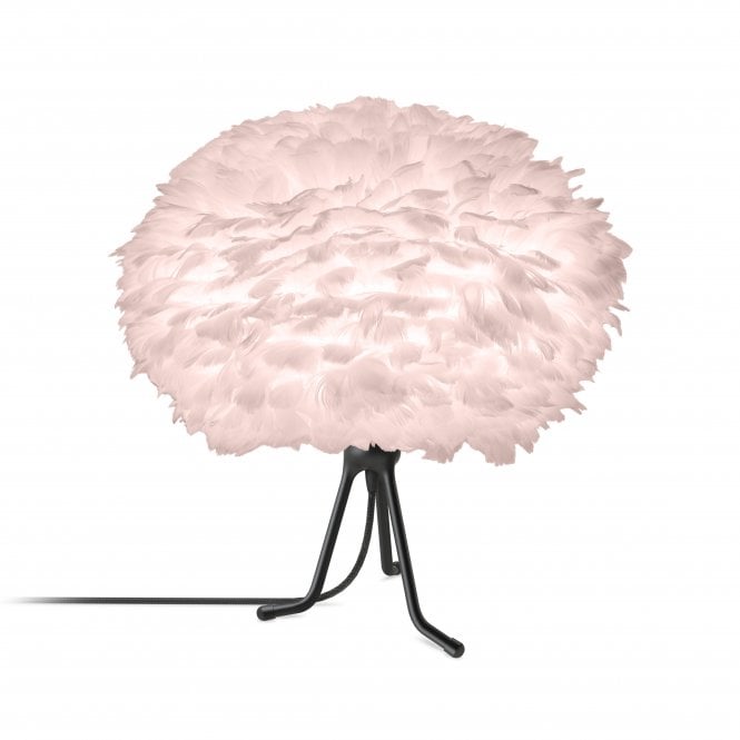 UMAGE Medium Light Rose Feather Eos Table Lamp with Black Base Tripod