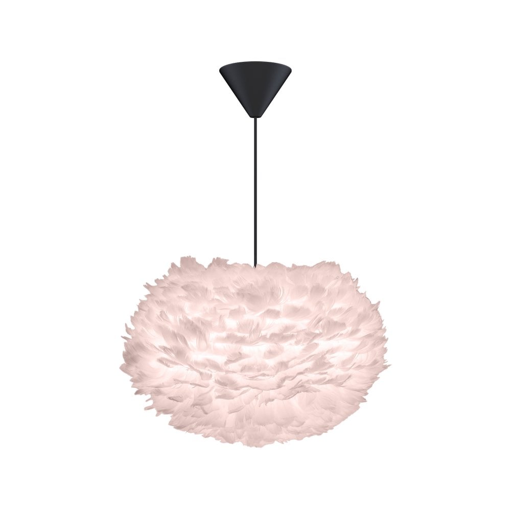 UMAGE Medium Light Rose Feather Eos Pendant Shade with Black Cord Set