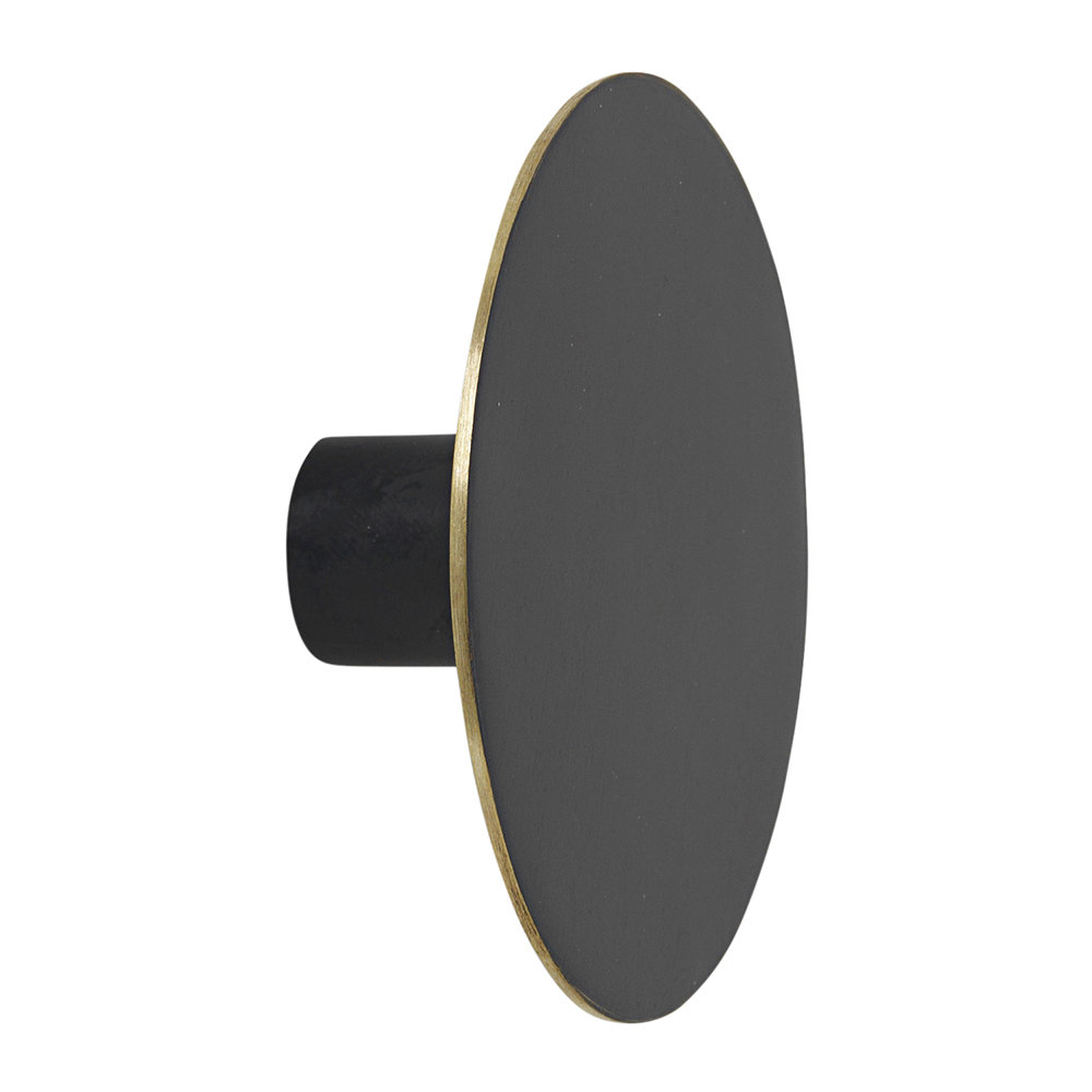 Ferm Living Black Brass Wall Hook Knob Large