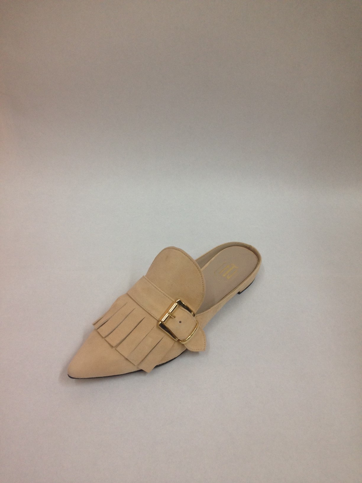 Teresa Nuñez Beige Tip Leather Napa Slipper Shoe