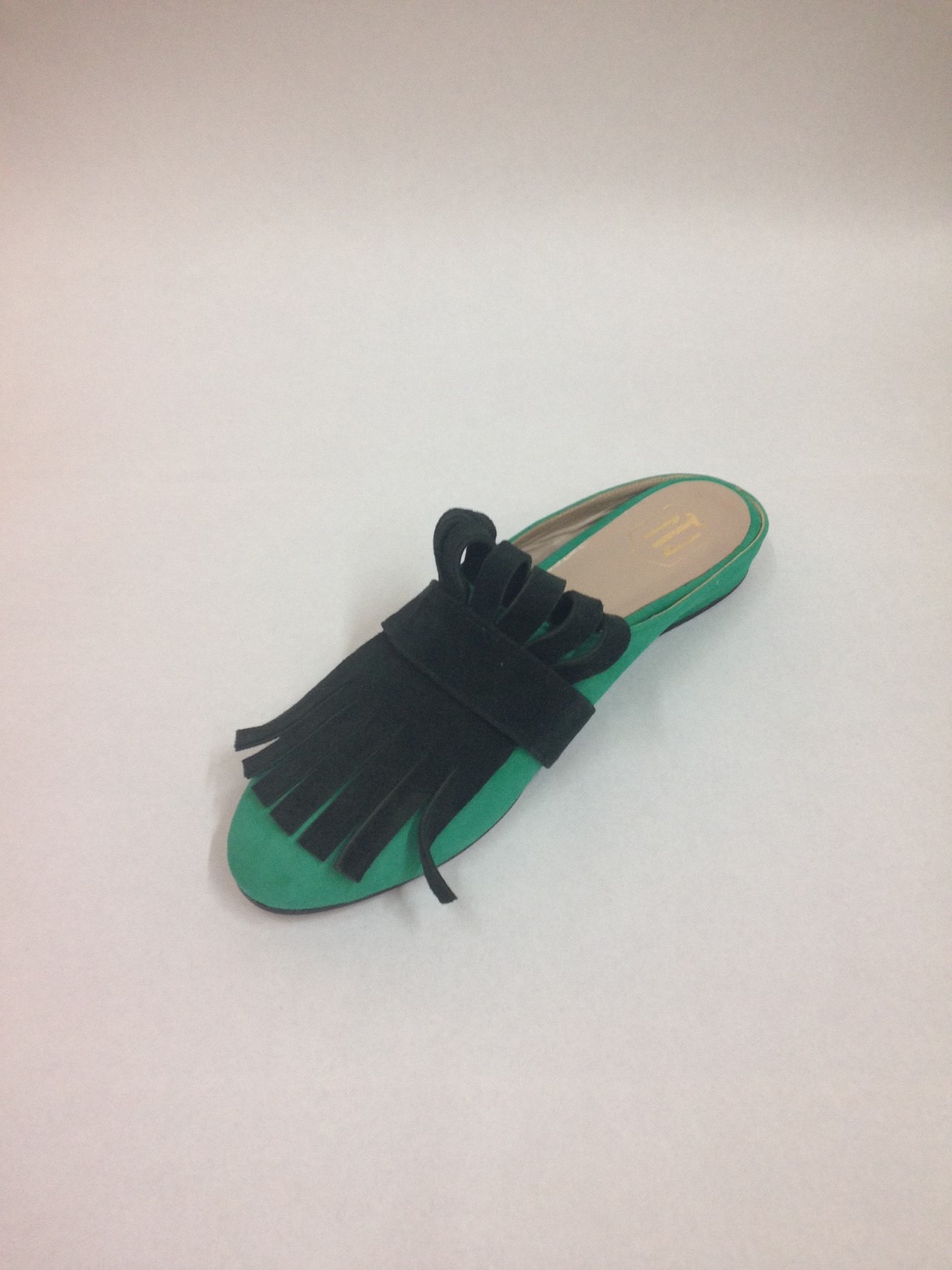 Teresa Nuñez Turquoise Leather Slipper Shoe