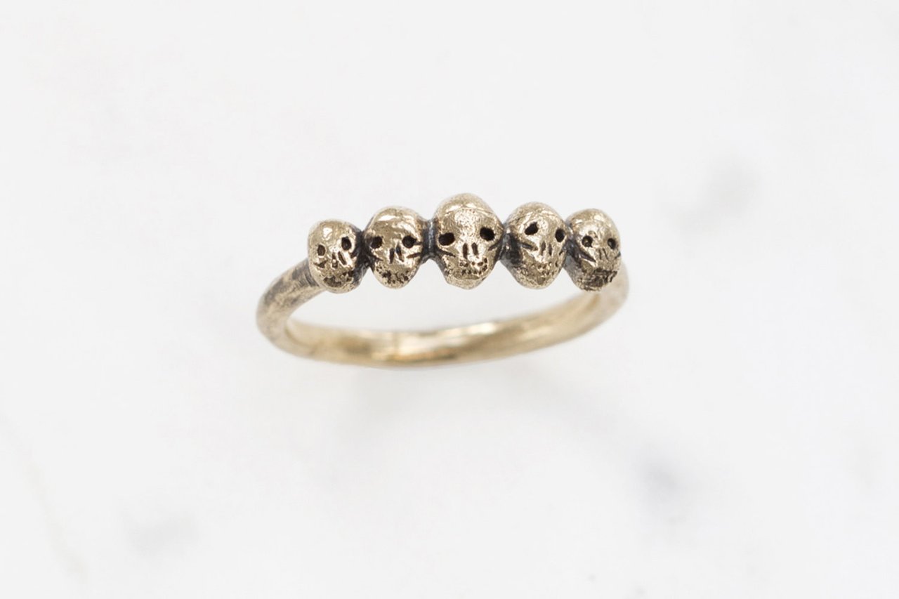 Datter Industries Brass Tiny Skulls Ring