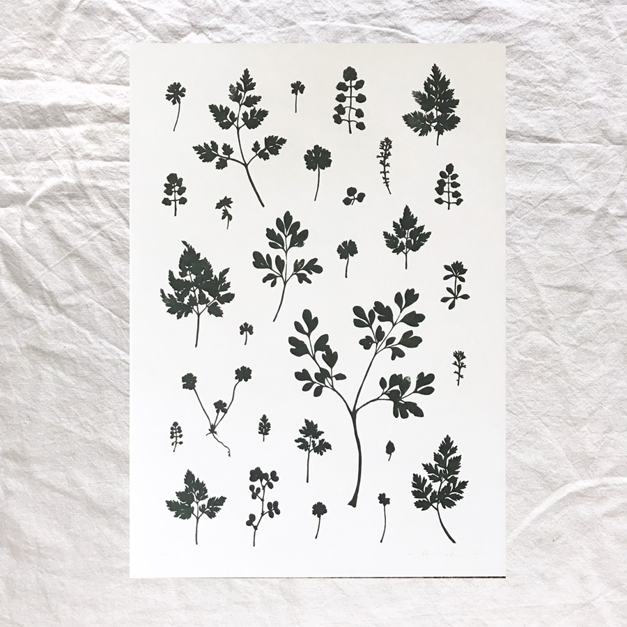 MR Studio Leaf Arrangement A3 Lino Print