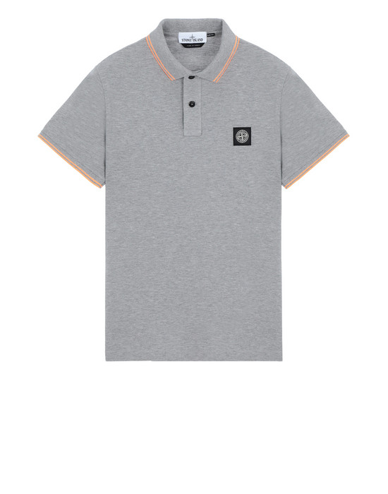 Stone Island Gray with Orange Stripes Short Sleeve Polo Shirt