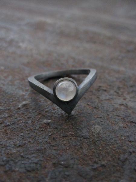 silver jewellery Chevron Ring Rainbow Moonstone