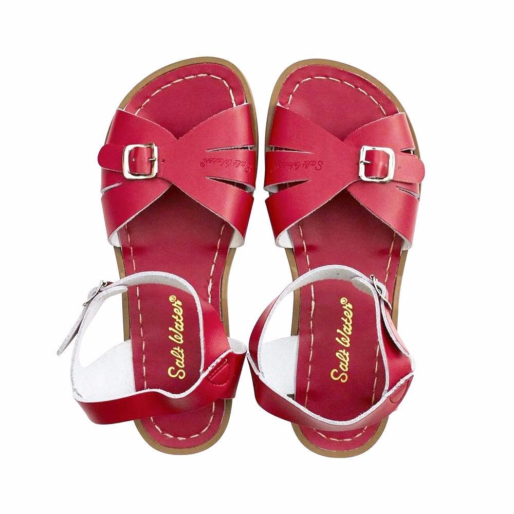 red saltwater sandals