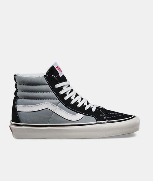 Vans  Light Grey and Black Canvas Sk8 Hi 38 Dx Shoes