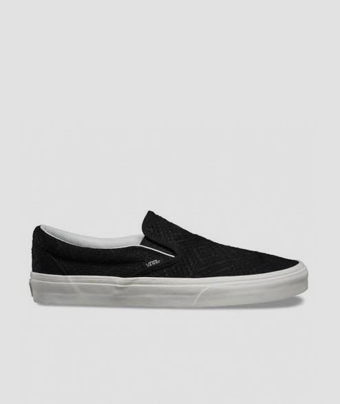 Vans  Black Suede Braided Classic Slip On Shoes