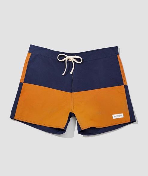 Saturdays NYC Navy Rust Nylon Ennis Boardshort