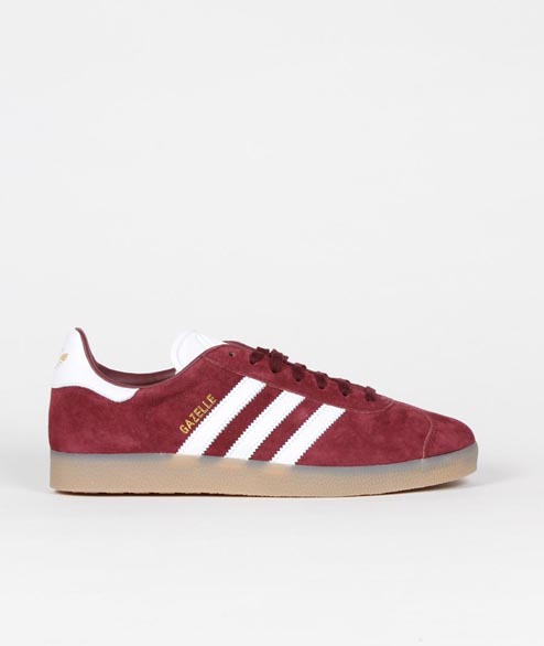 Adidas 12 US - 46 2/3 EU Size Maroon White Gum Nubuck Originals Gazelle Shoes