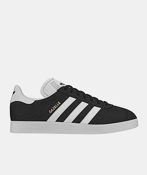 Adidas Core Black and White Leather Gazelle Mens Originals Shoes