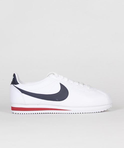 Nike Size 12 White Navy Red Classic Cortez Leather Shoes
