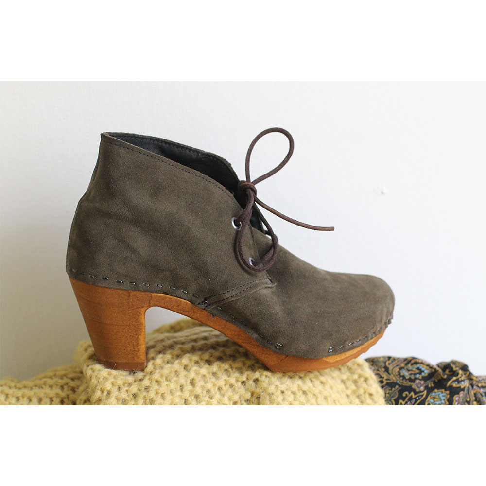 Bosabo Suede Khaki Lace Ankle Boots