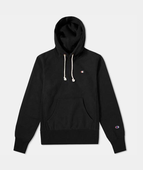 Champion Black Cotton Reverse Weave Hooded Sweatshirt