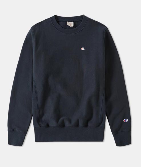 Champion Navy Cotton Reverse Weave Crewneck Sweatshirt