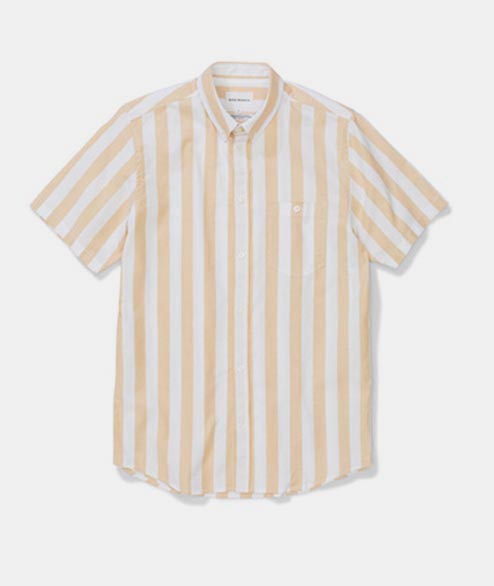 Norse Projects Sunwashed Yellow Cotton Theo Oxford Short Sleeve Shirt