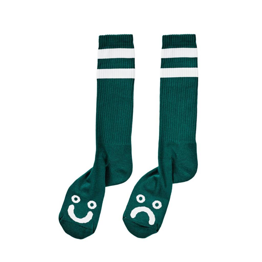 POLAR SKATE Small Dark Green Cotton Happy Sad Socks